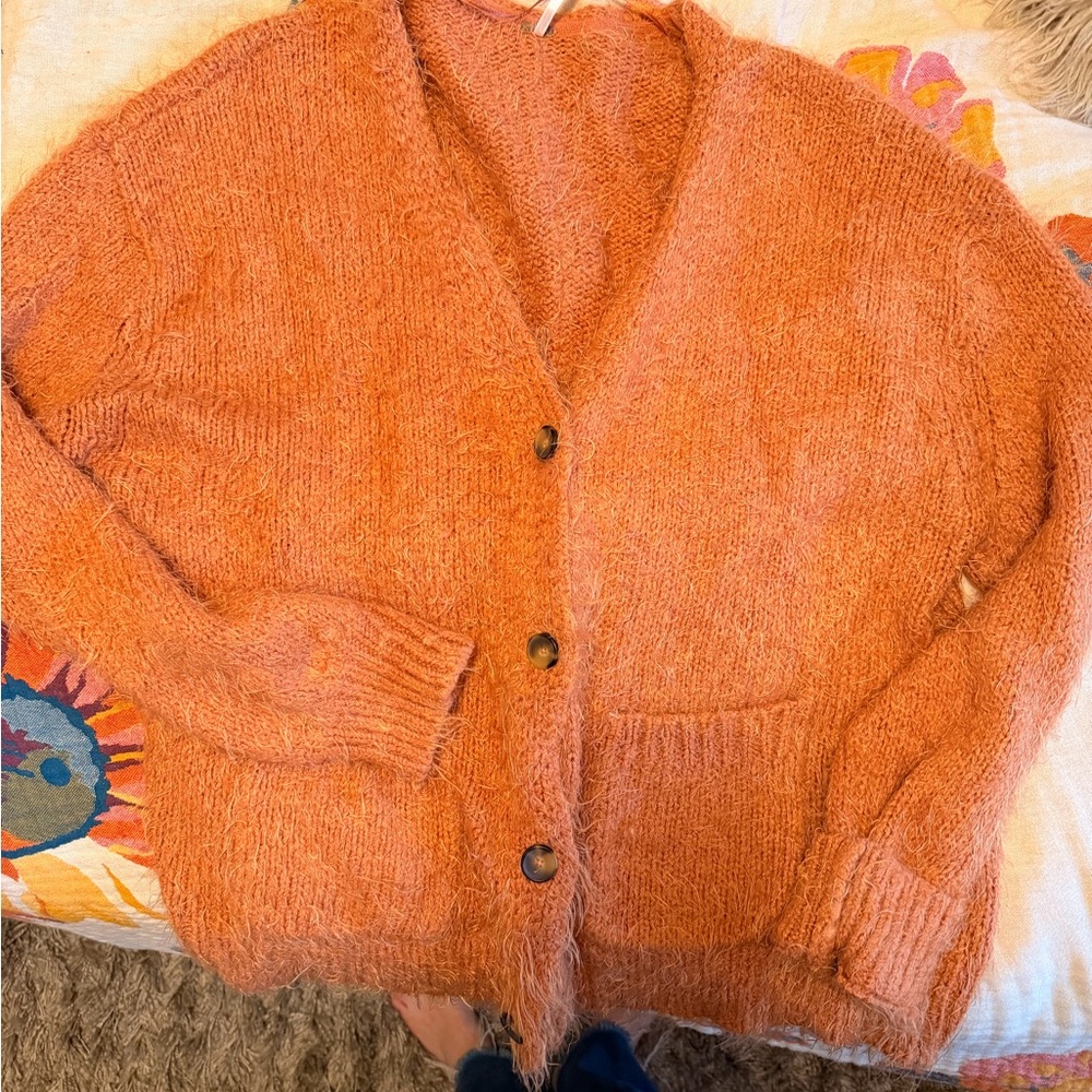 Free People Warm Orange Cardigan